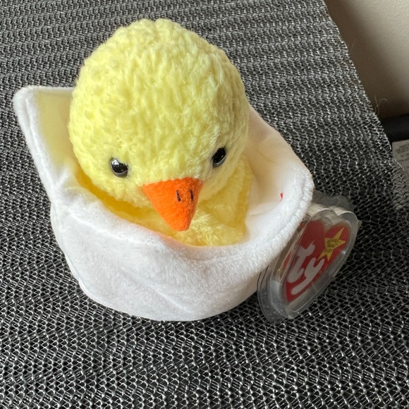 Vintage Ty Original Beanie Baby 1998 “Eggbert" Cracked Shell Yellow Chick 6” Tag - Picture 4 of 12
